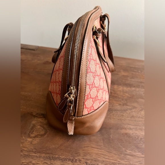 Gucci Brown/Pink GG Supreme Canvas And Leather Nice Dome Satchel - Picture 5 of 11